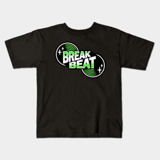 BREAKBEAT  - Retro Vinyl (Green) Kids T-Shirt